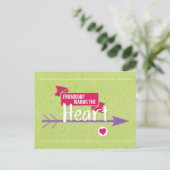 "Vriendschap verwarmt het hart" briefkaart (Staand voorkant)