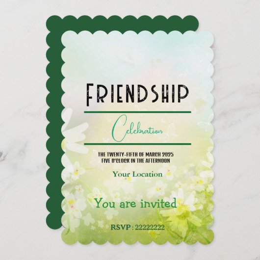 Vriendschap vieren kaart (Voorkant / Achterkant)