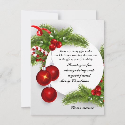 “Vriendschap” Vlakke Kerstkaart (Voorkant)