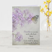 Vriendschap Vlinder op Paarse Lila Blossom Kaart (Gele Bloem)