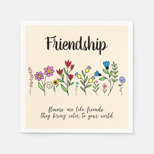 Vriendschap Vrienden zijn als bloemen kleur wereld Servet (Voorkant)