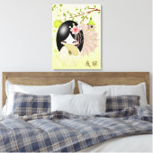 Vriendschap - Vriendschap, Kokeshi-pop in de lente Canvas Afdruk (Insitu (Slaapkamer))