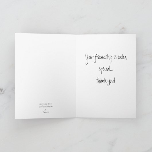 Vriendschap wenskaart met Bijbelvers. Bedankkaart (Binnen)