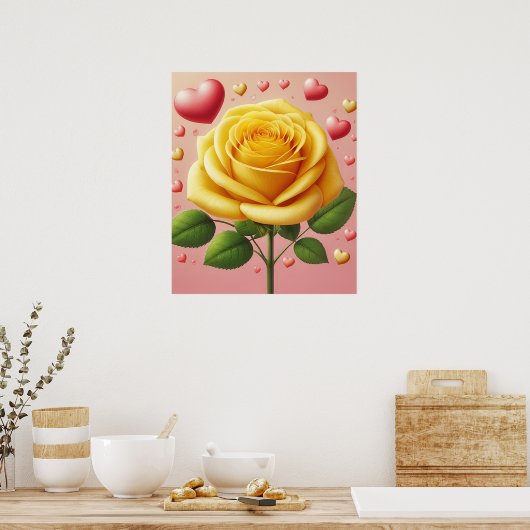 Vriendschap Yellow Rose Poster (Keuken)