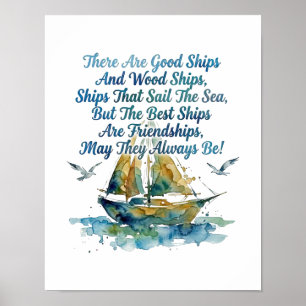Vriendschap Zeilboot Watercolor Nautilus Zegen Poster