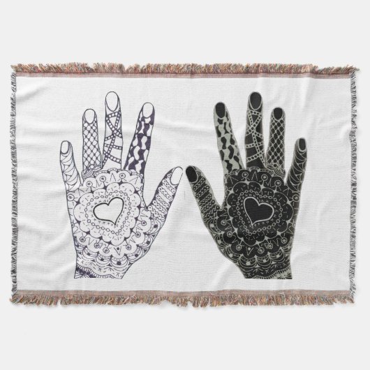 Vriendschap Zwart-wit decoratieve handen Deken (Voorkant)