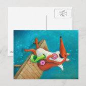 Vriendschappelijke Vos en Kip die donuts eten Briefkaart (Voorkant / Achterkant)