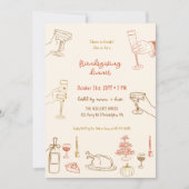 Vriendschappen geven Diner grillige uitnodiging (Voorkant)