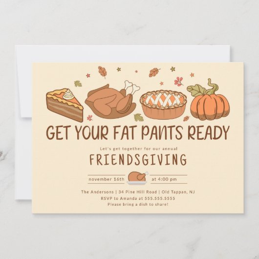 Vriendschappen geven Fat Pants Dinner Celebration Kaart (Voorkant)