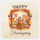 Vriendschappen geven Woodland Dieren Herfst Blader Vierkante Sticker (Voorkant)