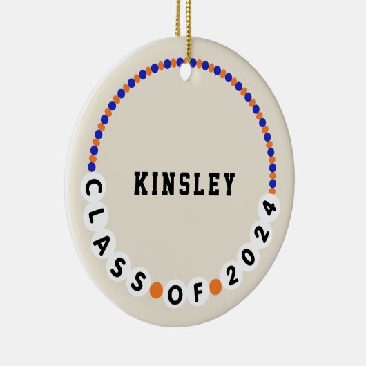 Vriendschapsarmband 2024 Afstuderen Blauw + Sinaas Keramisch Ornament (Rechts)