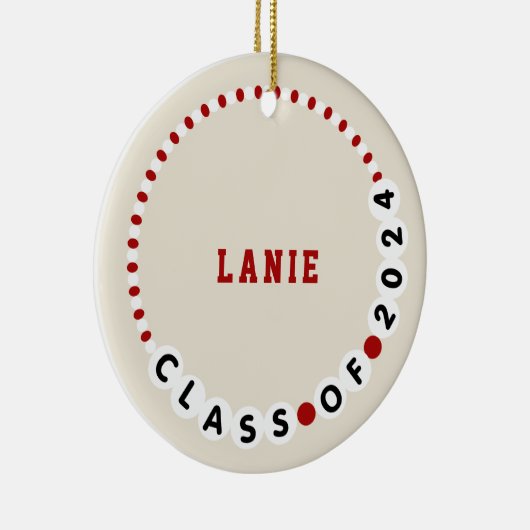 Vriendschapsarmband 2024 Afstuderen Rood + Wit Keramisch Ornament (Rechts)
