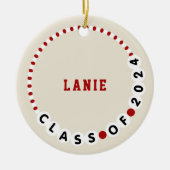 Vriendschapsarmband 2024 Afstuderen Rood + Wit Keramisch Ornament (Voorkant)