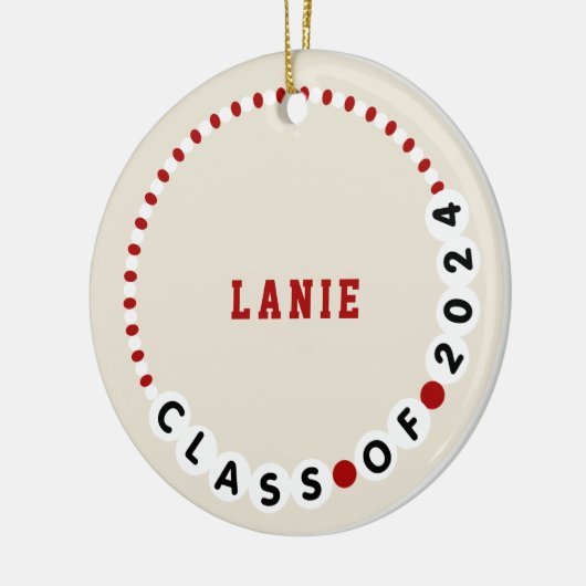 Vriendschapsarmband 2024 Afstuderen Rood + Wit Keramisch Ornament (Links)