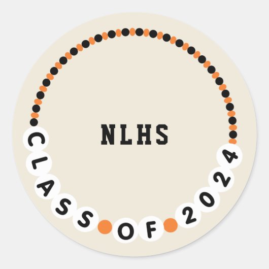 Vriendschapsarmband 2024 Afstuderen Sinaasappel +  Ronde Sticker (Voorkant)