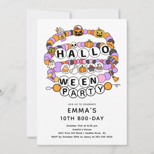 Vriendschapsarmband Halloween Verjaardag Kaart (Voorkant)