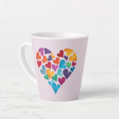 Vriendschapscadeau, kleurrijke harten,  latte mok (Linkerhoek)