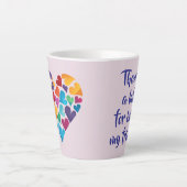 Vriendschapscadeau, kleurrijke harten,  latte mok (Voorkant)