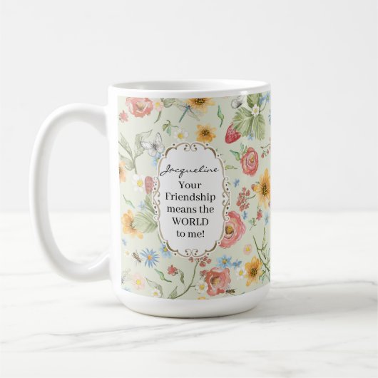 Vriendschapscadeau Waterverf Floral Butterfly Mint Koffiemok (Links)