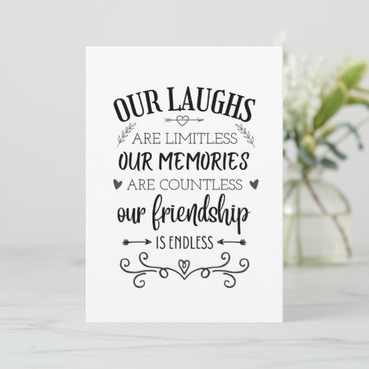 Vriendschapscitaat, betekenisvolle speciale vriend feestdagenkaart (Staand voorkant)