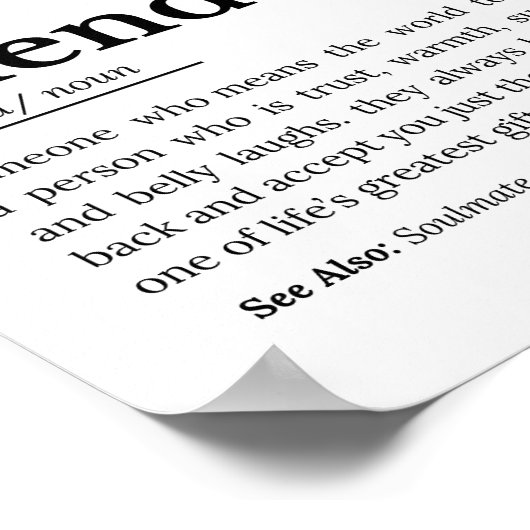 Vriendschapsdefinitie - oprechte betekenis poster (Hoek)