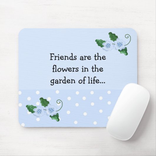 Vriendschapsdier Gezegde met blauwe bloemen Muismat (Met muis)