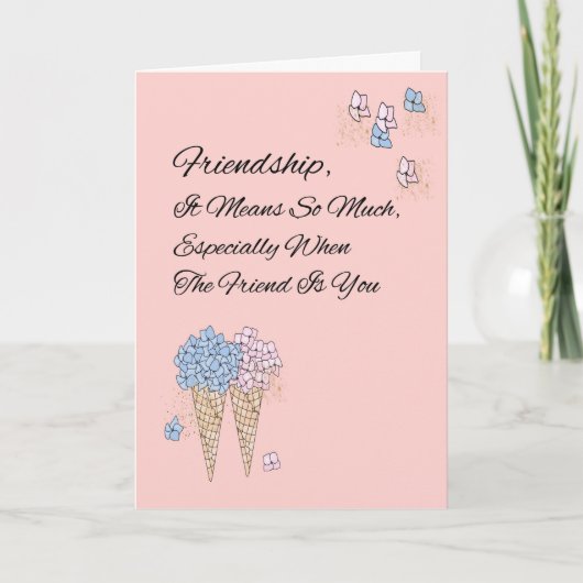 Vriendschapsdier Kaart met Floral Cones (Voorkant)