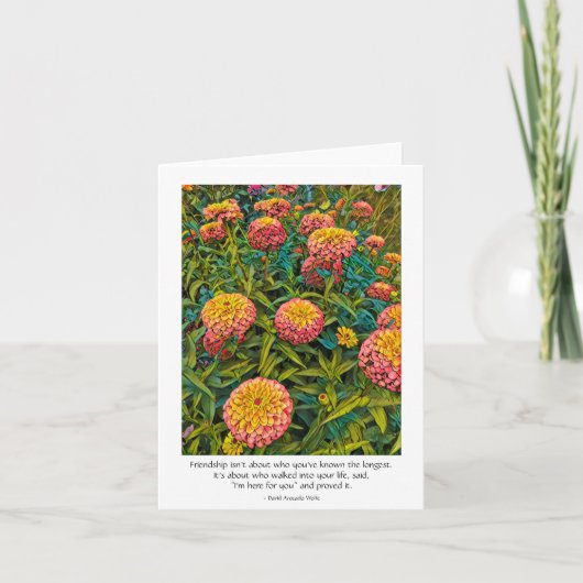 Vriendschapsdier Kaart met Zinnia Flowers (Voorkant)