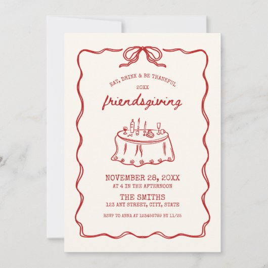Vriendschapsdiner met de hand getekend Thanksgivin Kaart (Voorkant)