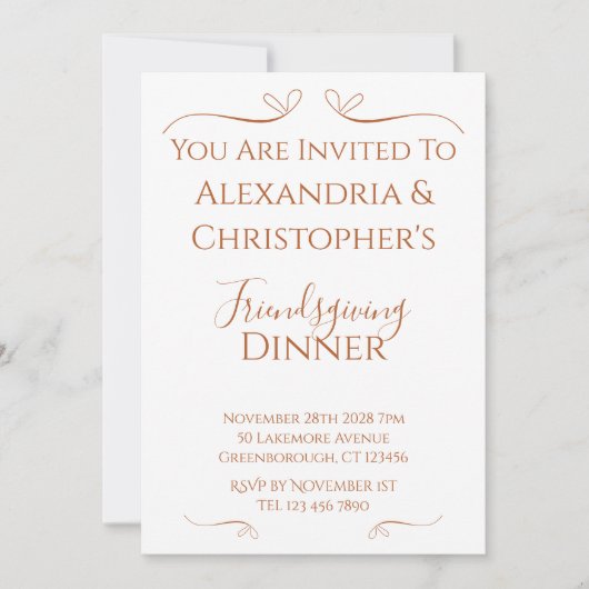 Vriendschapsdiner Minimal Chic Kaart (Voorkant)