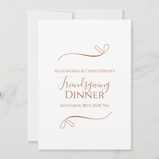 Vriendschapsdiner Minimal Chic Kaart (Achterkant)