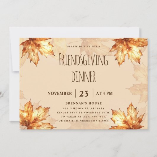 Vriendschapsdiner Rustiek Elegante Thanksgiving Kaart (Voorkant)