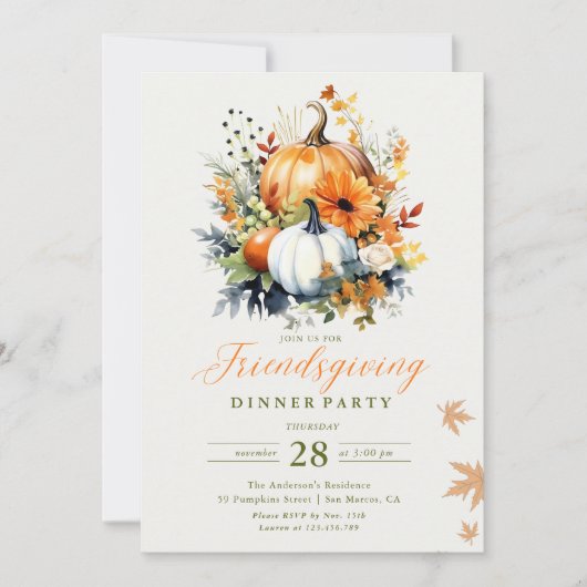 Vriendschapsdiner Waterverf Bloemenpompoenen Kaart (Voorkant)