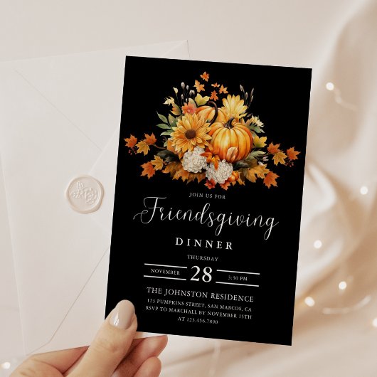 Vriendschapsdiner Waterverf Herfst Pompoen Kaart