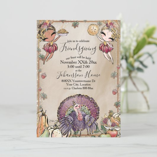 Vriendschapsfeest Glitter Herfst Oogst Kaart (Staand voorkant)