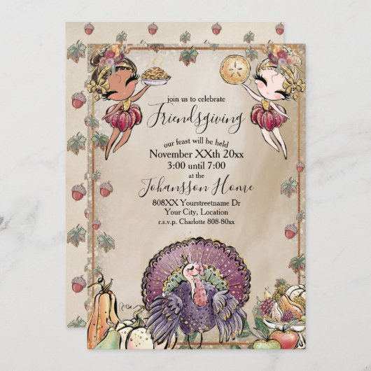 Vriendschapsfeest Glitter Herfst Oogst Kaart (Voorkant / Achterkant)