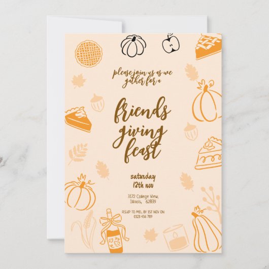 Vriendschapsfeest Herfst Herfst Diner Kaart (Voorkant)