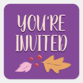 Vriendschapsfeest | Paarse en gouden envelopzegel Vierkante Sticker (Voorkant)