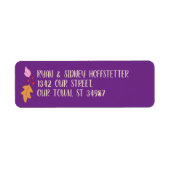 Vriendschapsfeest | Paarse en gouden retouradres Etiket (Voorkant)