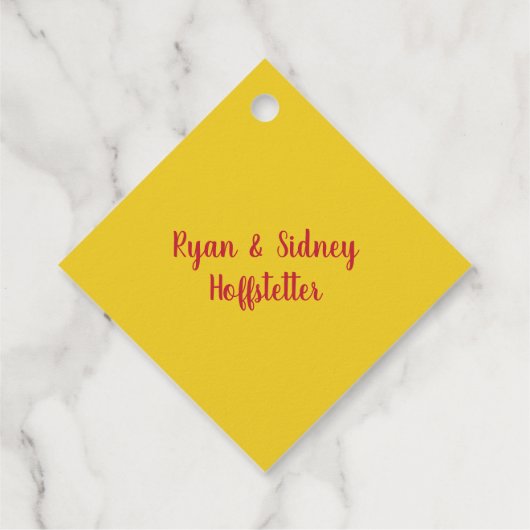 Vriendschapsfeest | Rood en geel Bedankjes Labels (Achterkant)