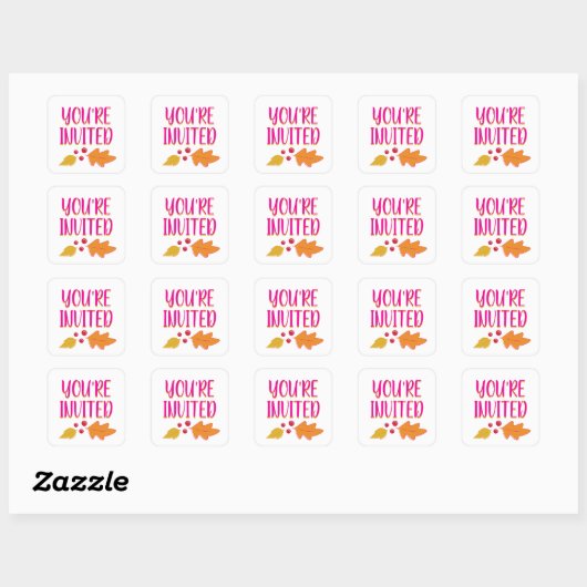 Vriendschapsfeest | Roze & Gouden Envelop Verzegel Vierkante Sticker (Vel)