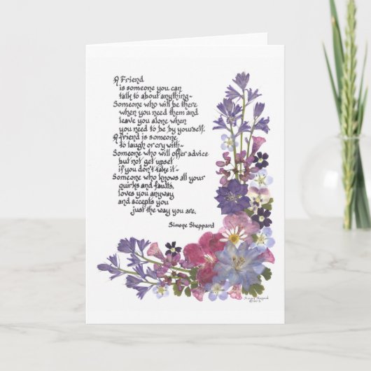 vriendschapsgedicht kaart (Voorkant)