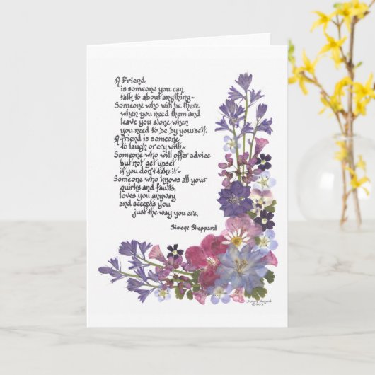 vriendschapsgedicht kaart (Gele Bloem)