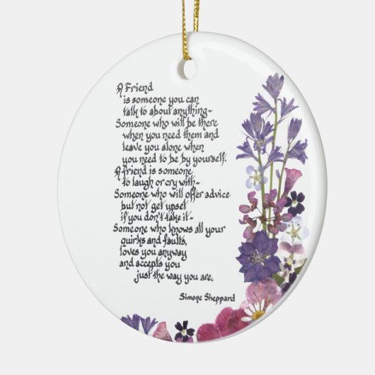 vriendschapsgedicht keramisch ornament (Links)