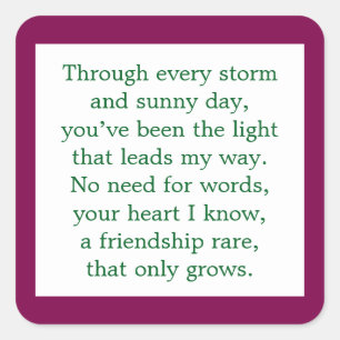 vriendschapsgedicht vierkante sticker