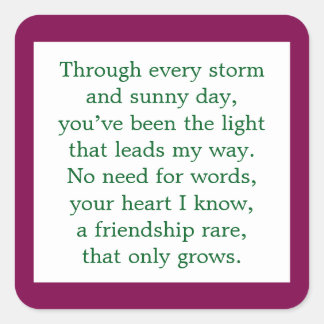 vriendschapsgedicht vierkante sticker