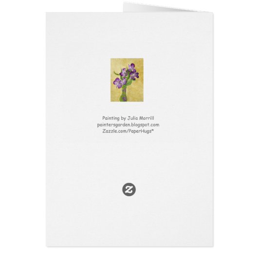 Vriendschapskaart met paarse bloemen (Achterkant)