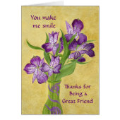 Vriendschapskaart met paarse bloemen (Voorkant)