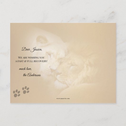 Vriendschapsleeuwen krijgen snel Briefkaart (Achterkant)