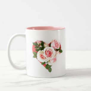Vriendschapsquote en Hart Rozen Boeket Tweekleurige Koffiemok